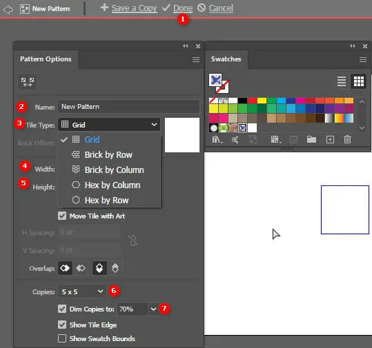 Cách tạo Pattern trong illustrator chi tiết bang thong so pattern
