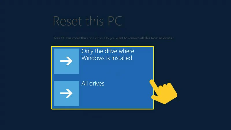 Cách Reset win 10 chi tiết nhất không mất dữ liệu Chọn ổ đĩa cần xóa dữ liệu