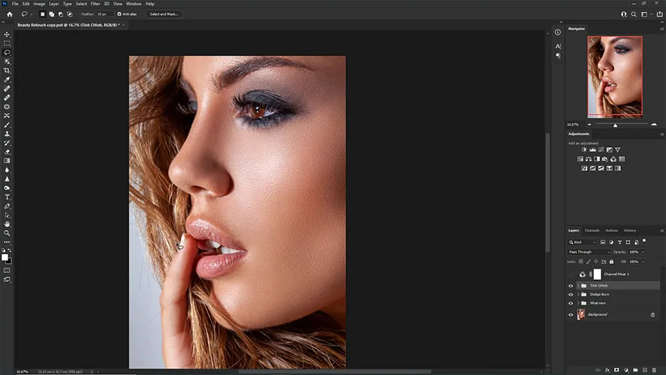 Công thức cách làm mịn da nâng cao trong Photoshop chi tiết Tạo nhóm và đổi tên
