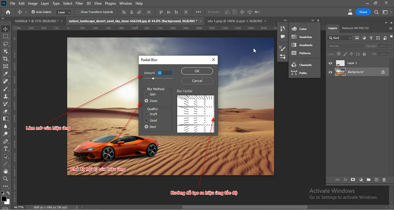 4 Cách tạo hiệu ứng tốc độ trong photoshop 3 Cách tạo hiệu ứng tốc độ trong photoshop