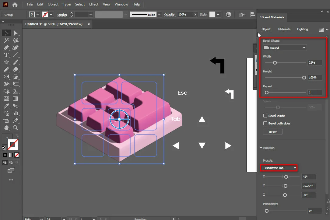 Cách tạo bàn phím 3D trong illustrator Cách tạo bàn phim 3D trong illustrator