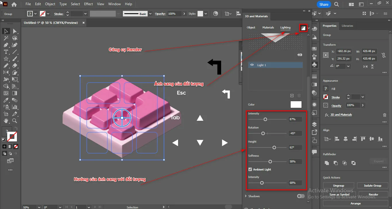 Cách tạo bàn phím 3D trong illustrator Cách tạo bàn phim 3D trong illustrator