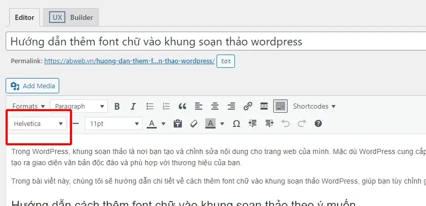 Cách thêm font chữ vào wordpress vùng soạn thảo văn bản Cách Thêm Font Chữ Vào Wordpress