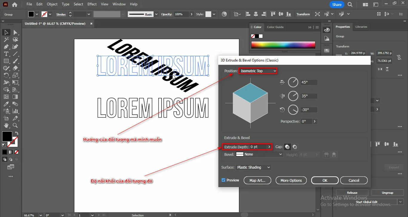 Cách tạo chữ 3D trong illustrator Cách tạo chữ 3D trong illustrator