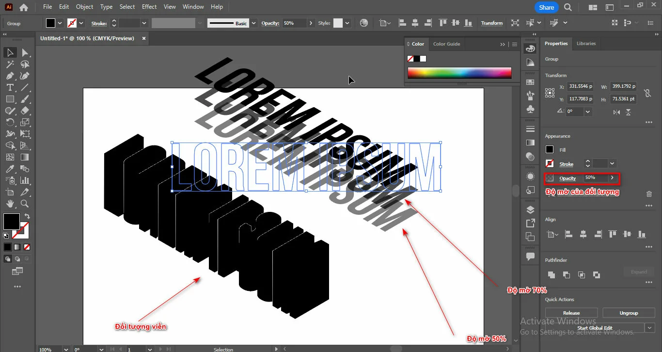 Cách tạo chữ 3D trong illustrator Cách tạo chữ 3D trong illustrator
