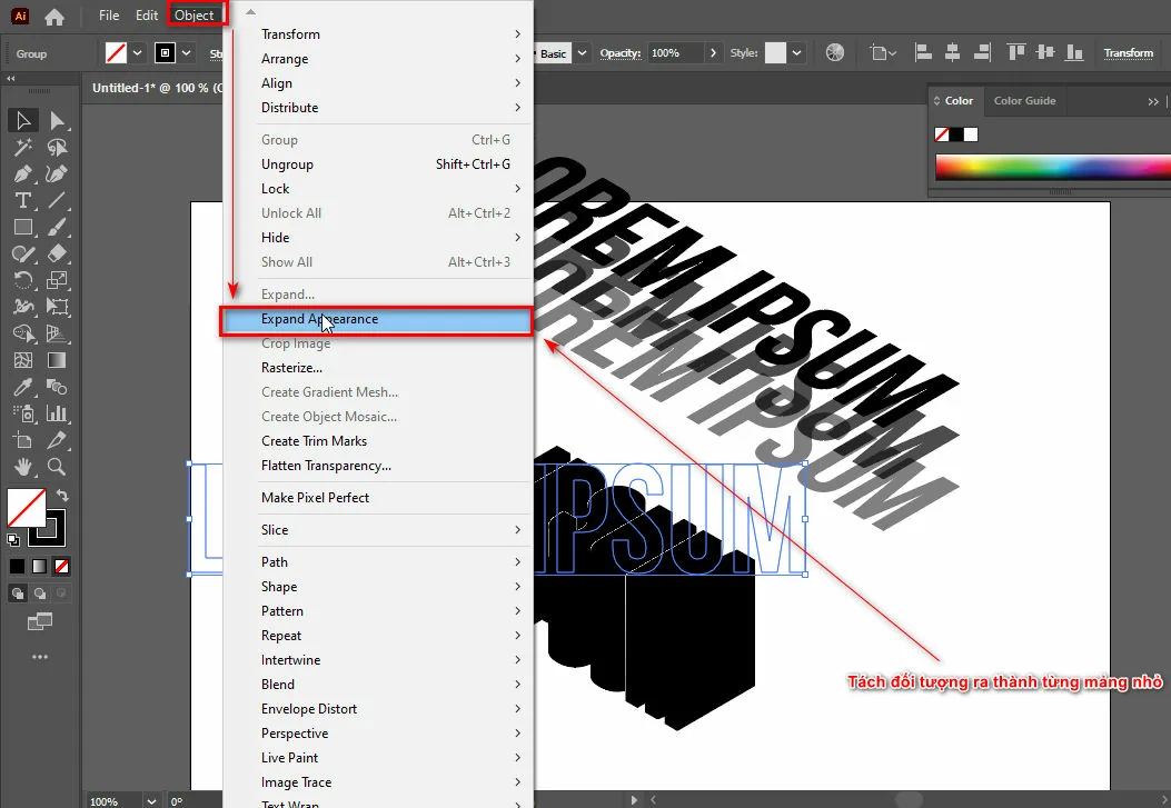 Cách tạo chữ 3D trong illustrator Cách tạo chữ 3D trong illustrator