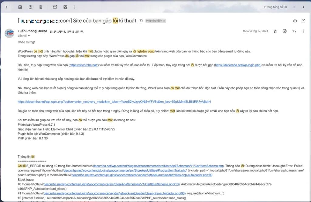 Hướng dẫn khắc phục ĐÃ CÓ MỘT LỖI NGHIÊM TRỌNG trên trang website của bạn Hướng dẫn khắc phục ĐÃ CÓ MỘT LỖI NGHIÊM TRỌNG trên trang website của bạn