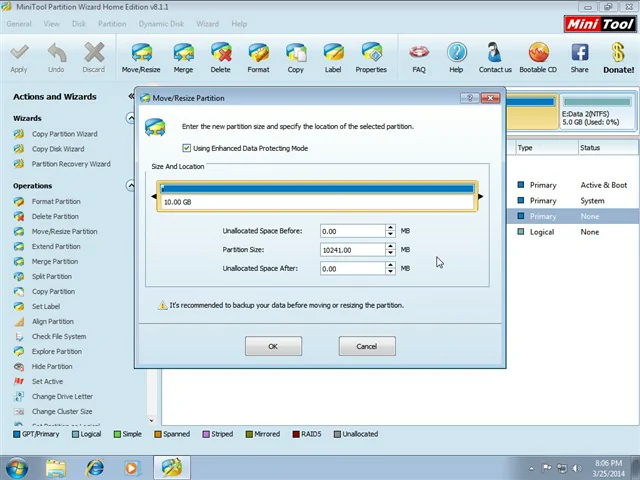 Cách chia ổ cứng win 7 10 11 cực nhanh và hiệu quả bằng Partition Wizard 15 Chức năng “Move/Resize” ổ đĩa