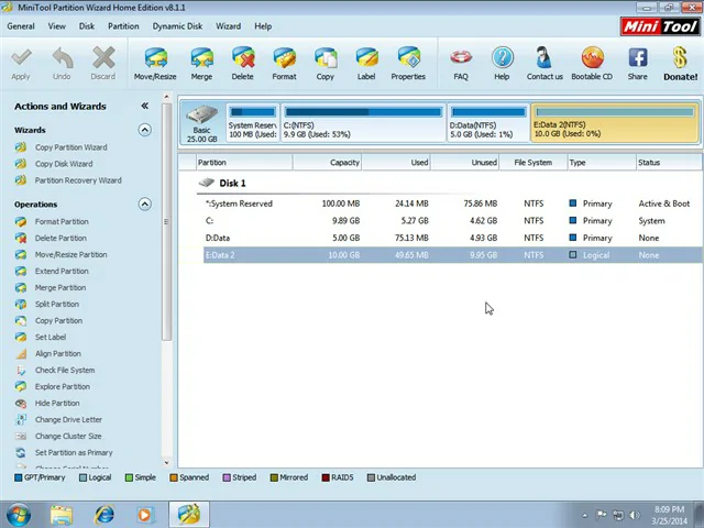 Cách chia ổ cứng win 7 10 11 cực nhanh và hiệu quả bằng Partition Wizard 24 Dung lượng các phân vùng đã được thay đổi như ý